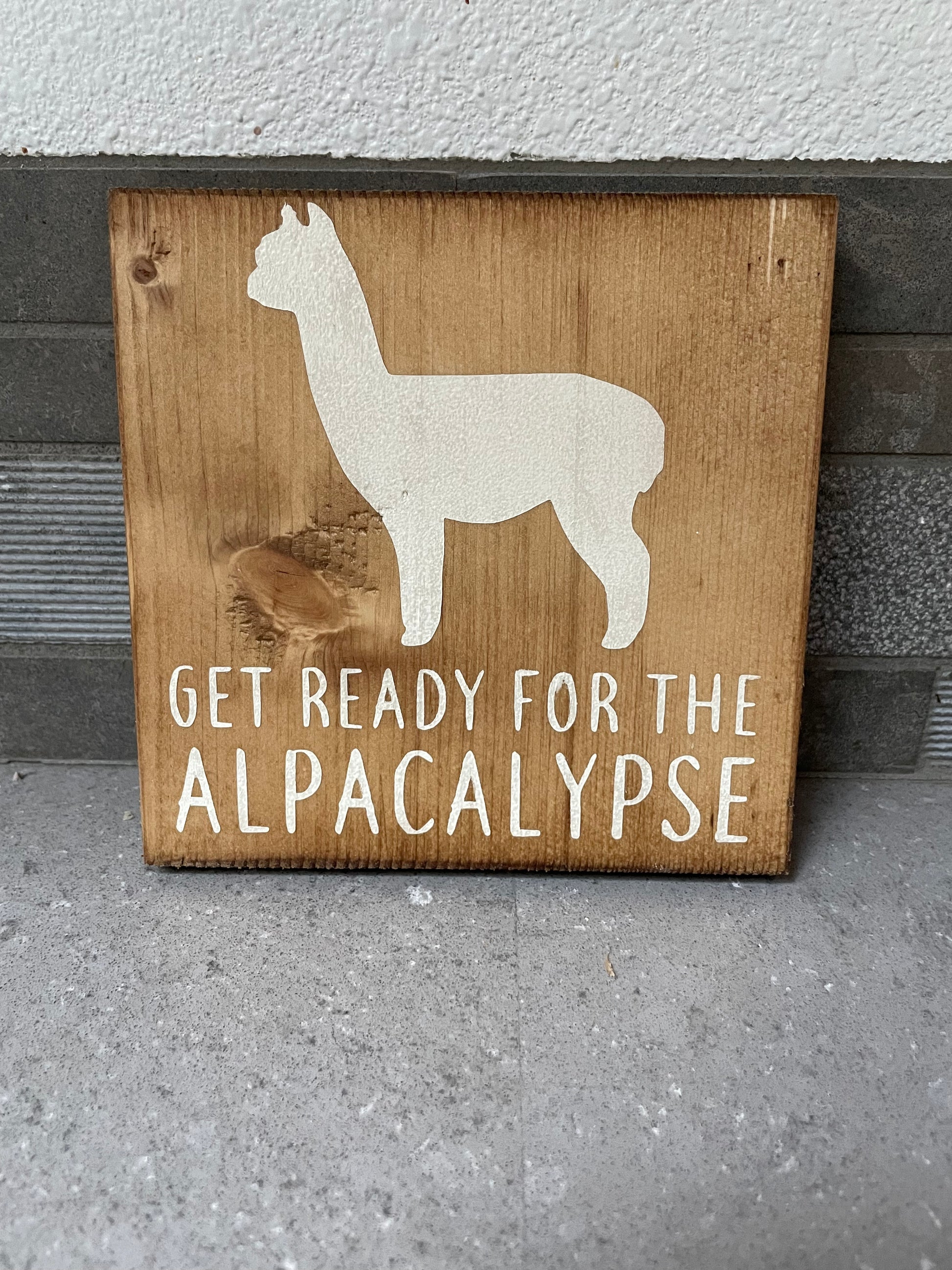 Alpaca Sign 5x5 inch wood shelf signs – Fluffy Butt Alpacas